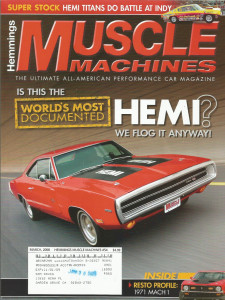 HEMMINGS MUSCLE MACHINES 2008 MAR - HEMI CHARGER, SS396, MACH 1, 327 REBEL